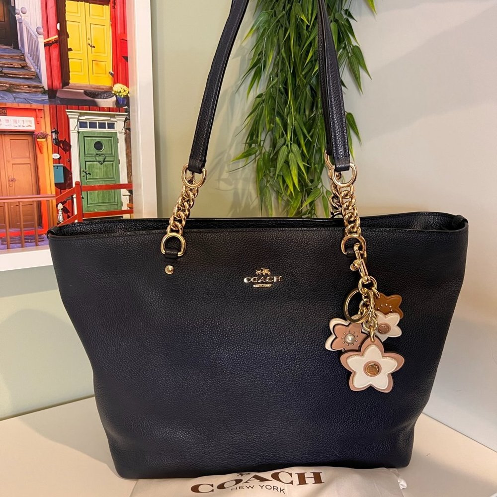 Coach Navy Leather Tote